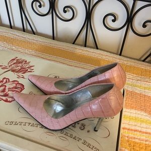 Steve Madden Croc Leather Silver-Heeled Pumps